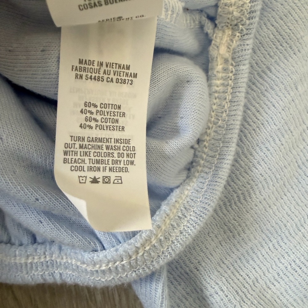 aerie Light Blue Off-Shoulder Cropped Sweatshirt - Picture 6 of 8